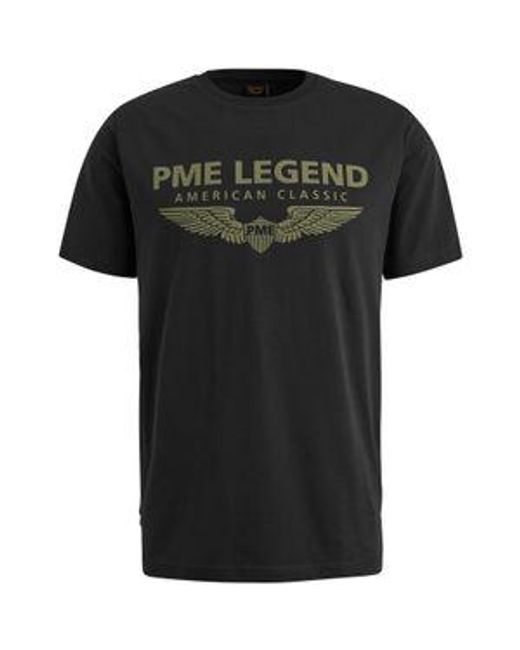 PME LEGEND Herren Rundhals T-Shirt Short Sleeve R-Neck Logo Carrier in Black für Herren