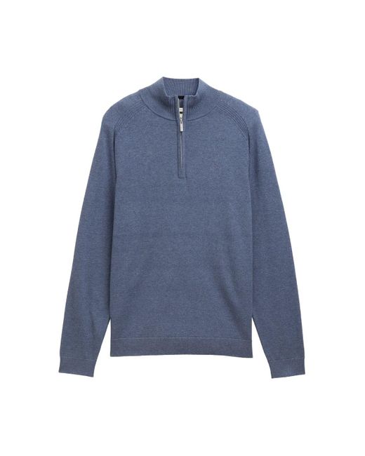 Tom Tailor Herren Strickpullover Basic Knit Troyer in Blue für Herren