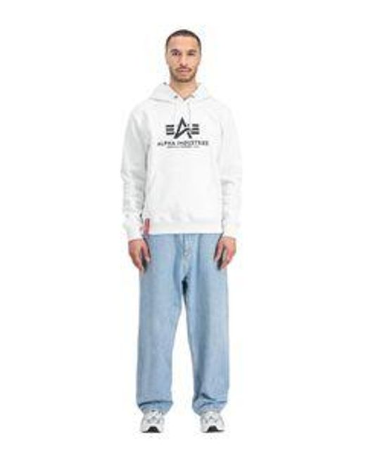Alpha Industries Herren Hoodie Kapuzenpullover Basic Bl in White für Herren