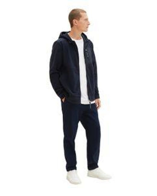 Tom Tailor Herren Kapuzen Sweatjacke Cutline Fleece in Blue für Herren