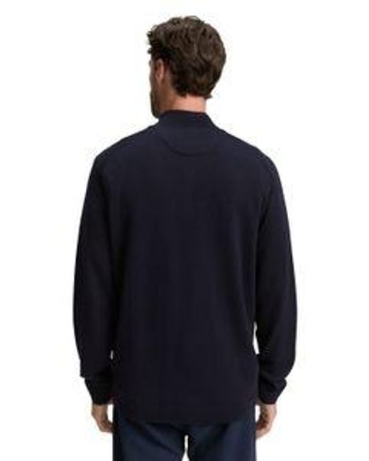 Tom Tailor Herren Strickpullover Basic Knit Troyer in Blue für Herren