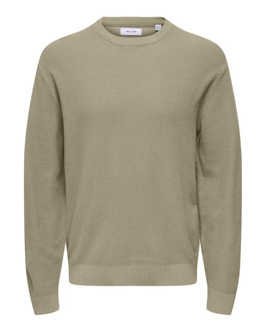 Only & Sons Herren Pullover Onstony Ds 12 Ls Waffle Crew Knit in Gray für Herren