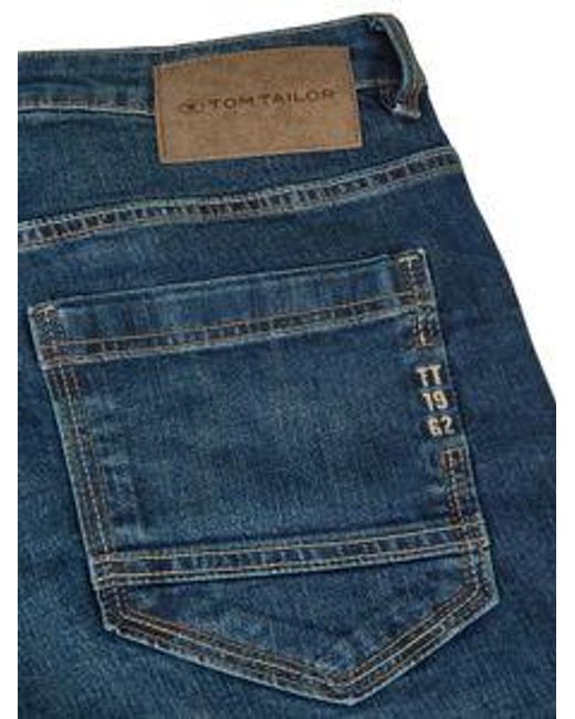 Tom Tailor Jeans Herren Stretch Lang Straight Fit Marvin in Blue für Herren