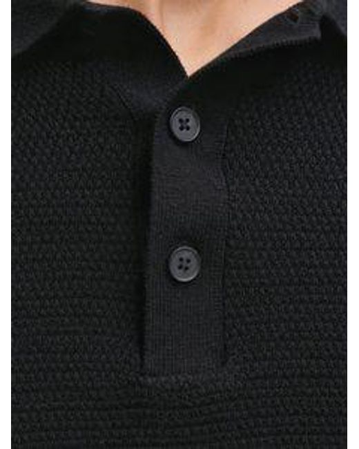 Jack & Jones Kurzarmpullover JJEGEORGE KNIT SS SN mit Polo Kragen in Black für Herren