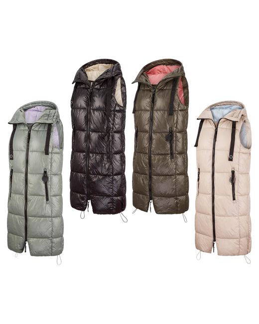 DENIMFY Natural Steppweste Damen Lang Mit Kapuze Regular Fit Dfcaro