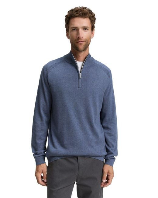 Tom Tailor Herren Strickpullover Basic Knit Troyer in Blue für Herren