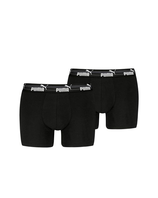 PUMA Herren Boxershort Elements Bold Logo Boxers 2Er Pack in Green für Herren