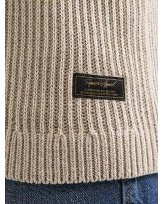 Jack & Jones Herren Rundhals Strickpullover Jjedover Knit Crew Neck in Natural für Herren