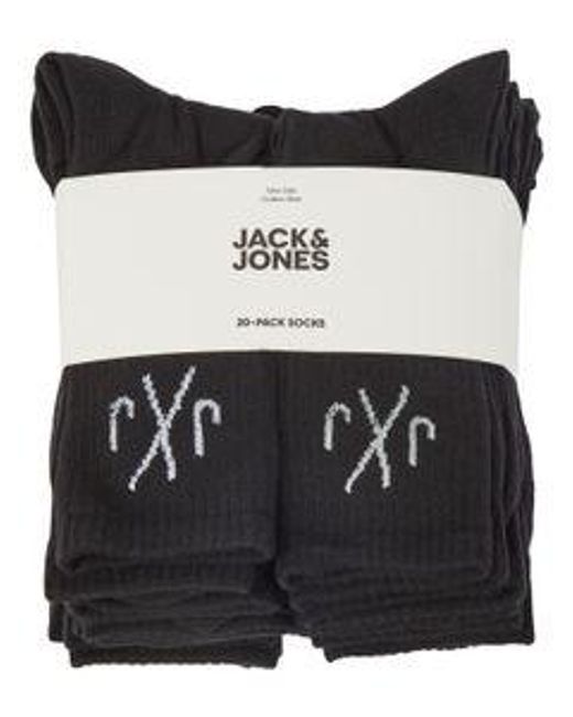 Jack & Jones Tennissocken Herren Schwarz Weiß Jacdirect Tennis Sock 20Er Pack in Black für Herren