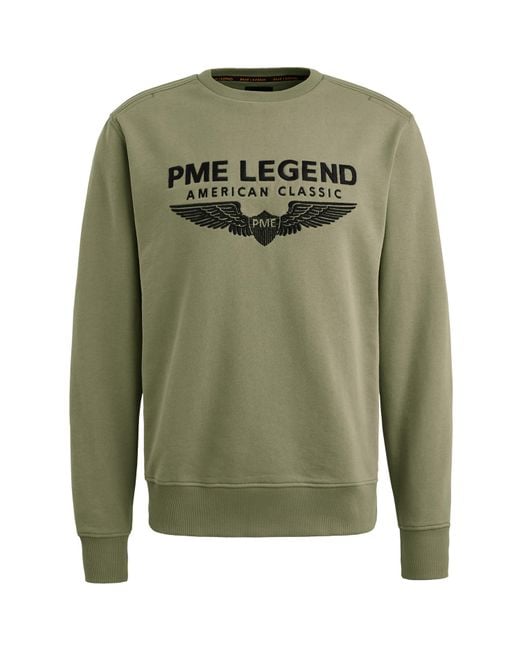 PME LEGEND Herren Rundhals Pullover Crewneck Soft Terry With Logo in Green für Herren
