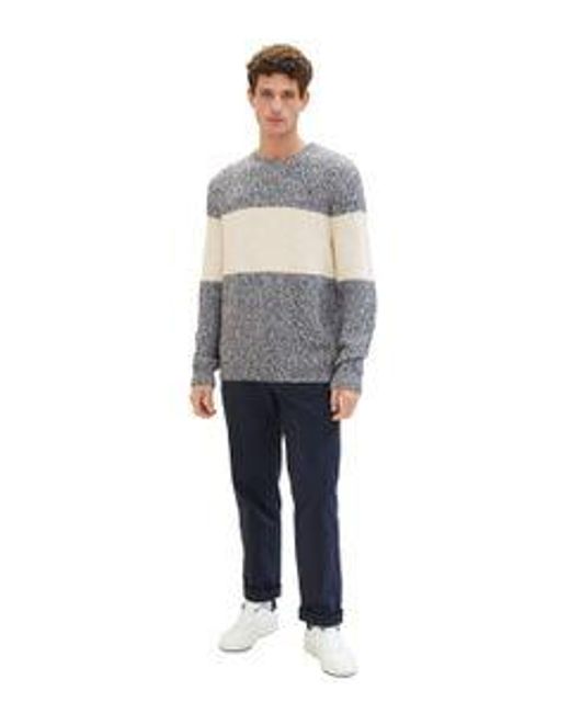 Tom Tailor Herren Rundhals Pullover Structured Knit in Gray für Herren