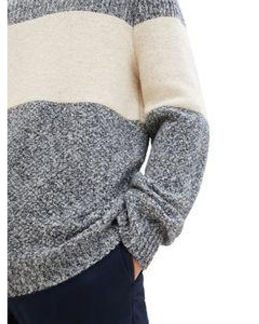 Tom Tailor Herren Rundhals Pullover Structured Knit in Gray für Herren