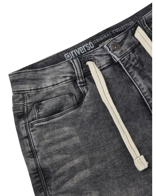 Riverso Jeans Shorts Herren Stretch Kurz Kordelzug Regular Fit Rivpaul in Gray für Herren