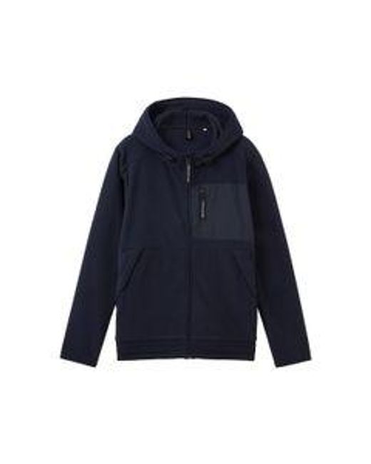 Tom Tailor Herren Kapuzen Sweatjacke Cutline Fleece in Blue für Herren