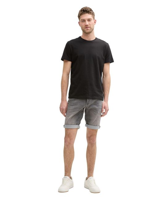 Tom Tailor Herren Jeans Short Ttjosh Regular Shorts Mid Waist Regular Fit -Blau Grau in Black für Herren