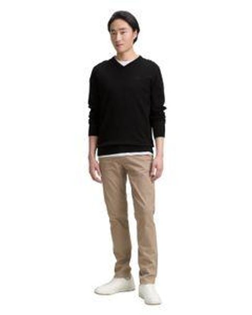 Tom Tailor Herren Pullover Basic V-Neck Knit in Black für Herren