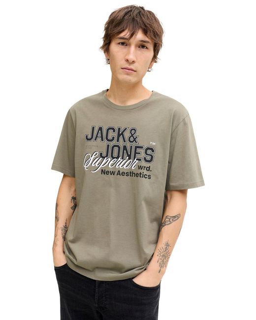 Jack & Jones Herren Rundhals T-Shirt Jjelogo Tee Ss O-Neck 2 Col in Gray für Herren
