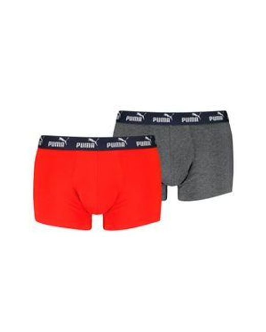 PUMA Herren Boxershort Elements Basic Trunks 2Er Pack in Red für Herren