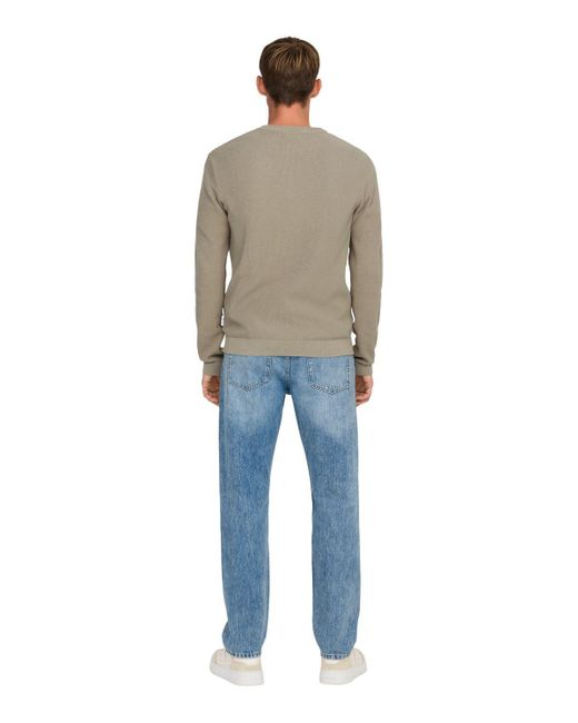 Only & Sons Herren Pullover Onstony Ds 12 Ls Waffle Crew Knit in Gray für Herren