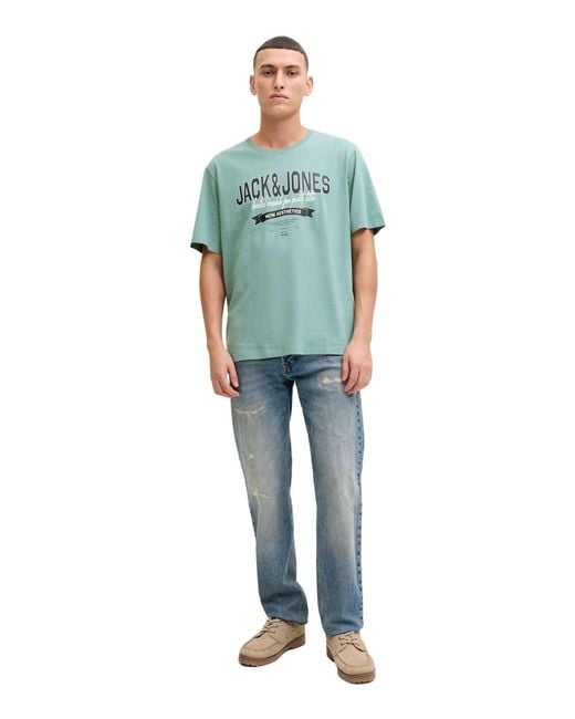 Jack & Jones Herren Rundhals T-Shirt Jjelogo Tee Ss O-Neck 2 Col in Green für Herren