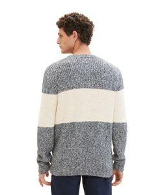 Tom Tailor Herren Rundhals Pullover Structured Knit in Gray für Herren