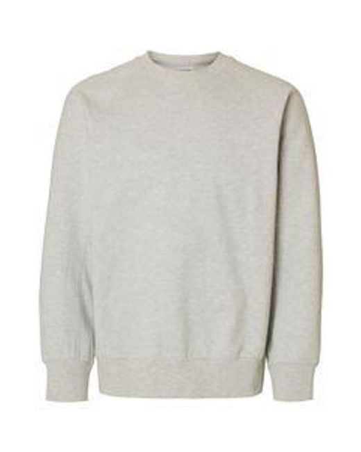 SELECTED Selected Herren Rundhals Sweatshirt Slhrelaxaron Ls Raglan Sweat in Gray für Herren