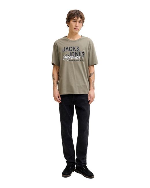 Jack & Jones Herren Rundhals T-Shirt Jjelogo Tee Ss O-Neck 2 Col in Gray für Herren