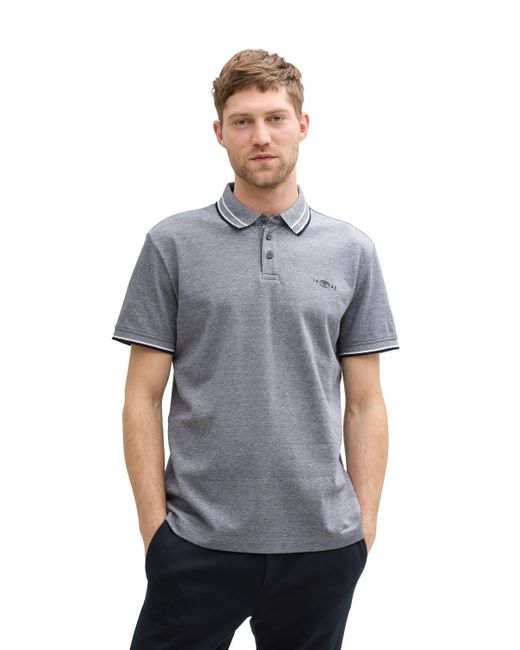 Tom Tailor Herren Poloshirt Polo With Print in Gray für Herren