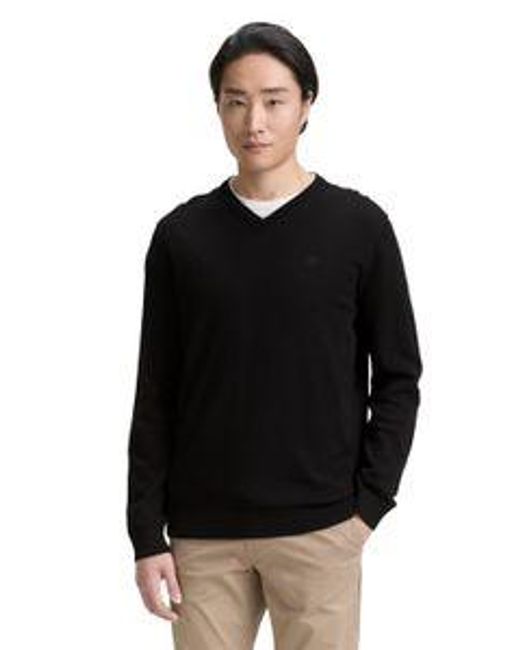 Tom Tailor Herren Pullover Basic V-Neck Knit in Black für Herren