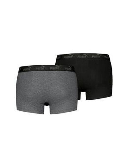 PUMA Herren Boxershort Elements Basic Trunks 2Er Pack in Black für Herren