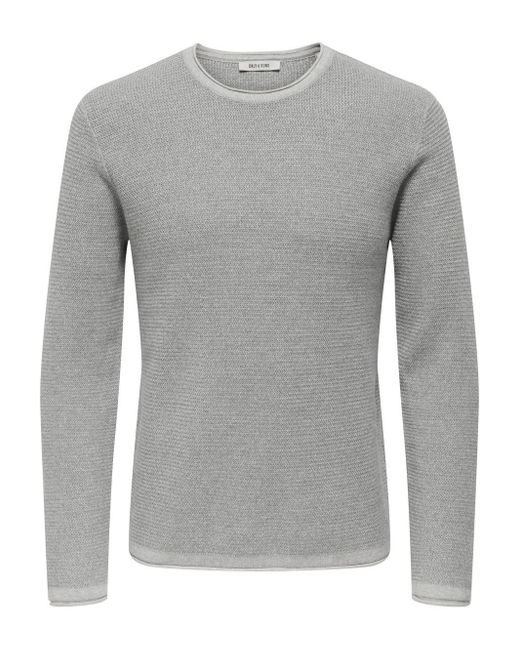 Only & Sons Herren Pullover Onseric Reg 12 Struc Crew Knit in Gray für Herren
