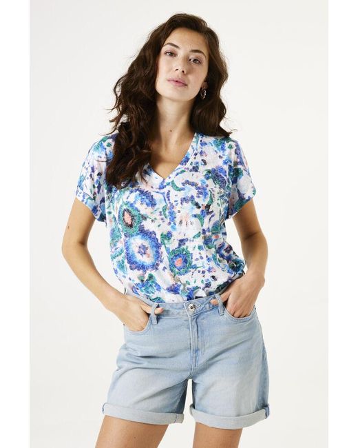 Garcia T-shirt Met Print in het Blue