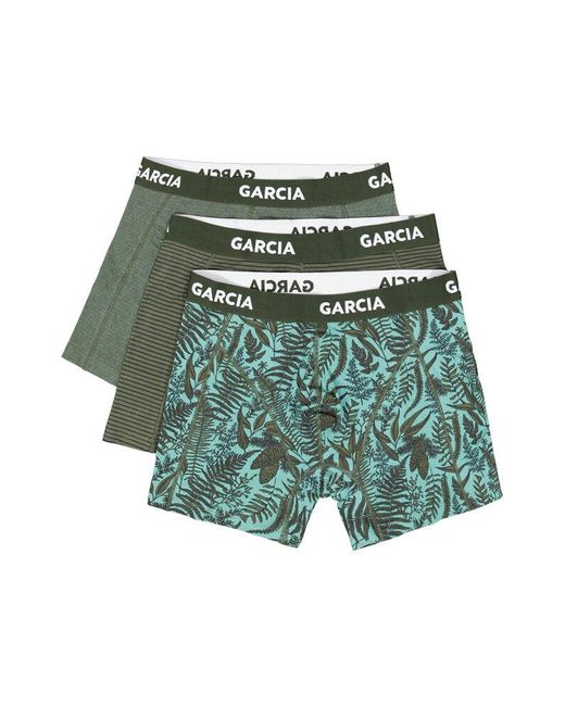 Garcia 3 Pack Boxershorts Met Print in het Green voor heren