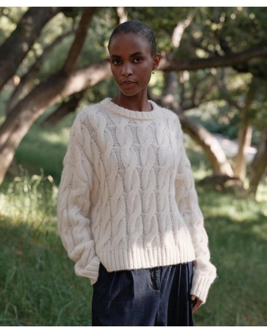 Jenni Kayne Natural Cable Serena Crewneck Top