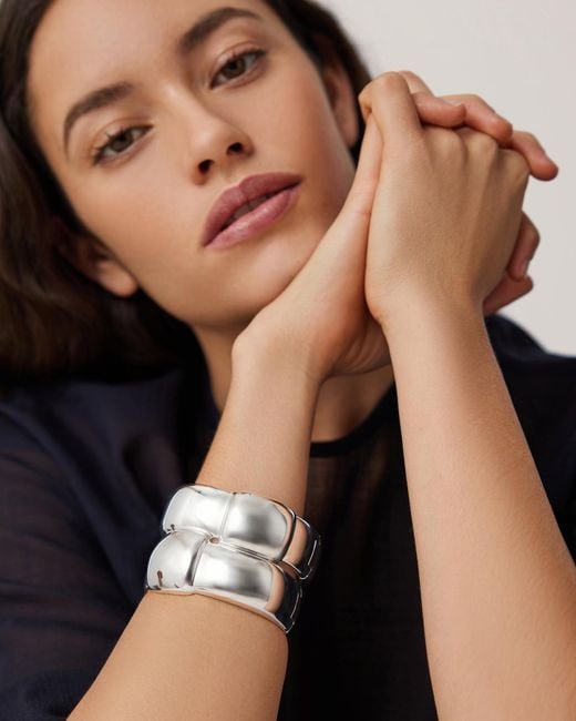 Jenny Bird White Mega Woven Square Bangle