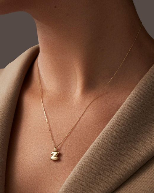 Jenny Bird White 14k Gold Bubble Letter Necklace - Z
