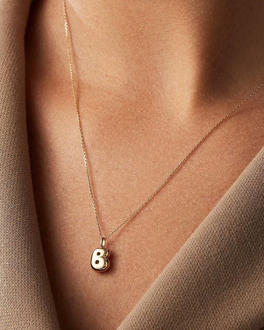 Jenny Bird Natural 14k Gold Bubble Letter Necklace - B