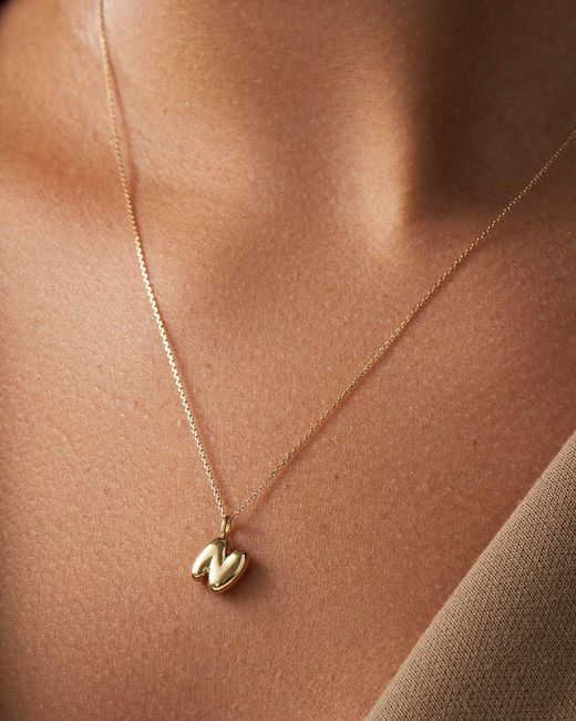 Jenny Bird White 14k Gold Bubble Letter Necklace - N