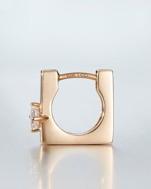 Jenny Bird Metallic 10k Princess Cut Diamond Huggie Earrings
