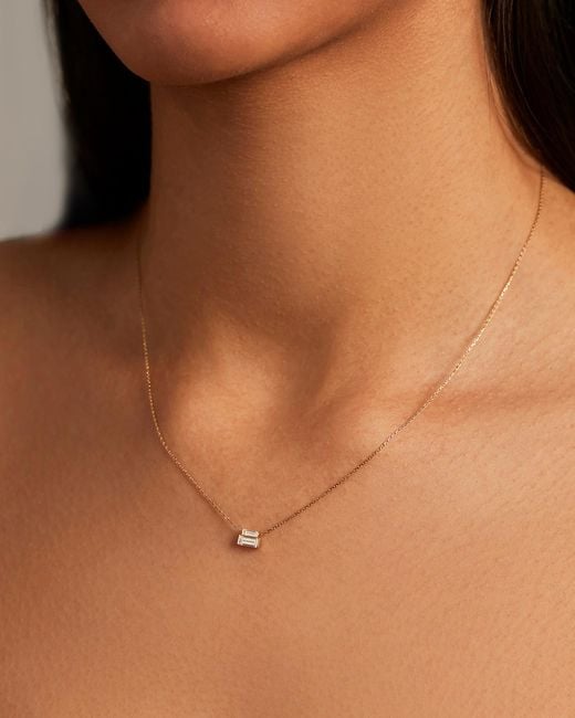Jenny Bird White 10k Stacked Baguette Diamond Necklace