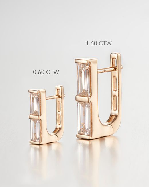 Jenny Bird Natural 14k Stacked Baguette Diamond Huggie Earrings