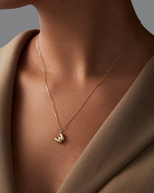 Jenny Bird White 14k Gold Bubble Letter Necklace - W