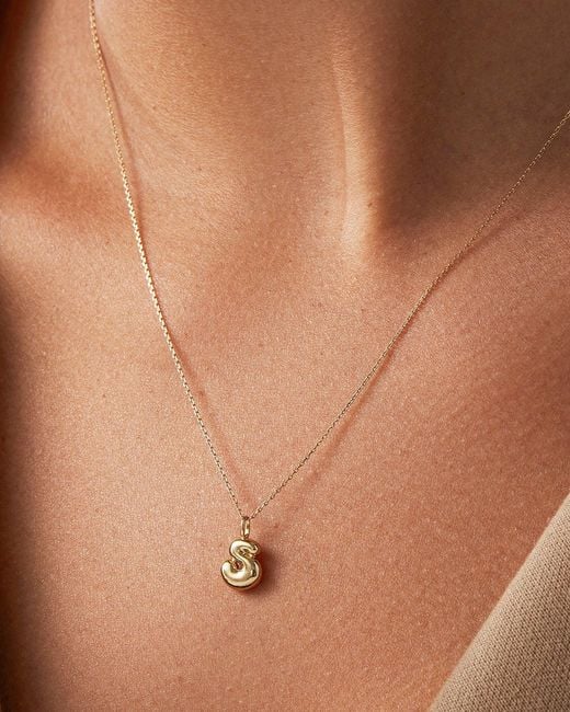 Jenny Bird White 14k Gold Bubble Letter Necklace - S