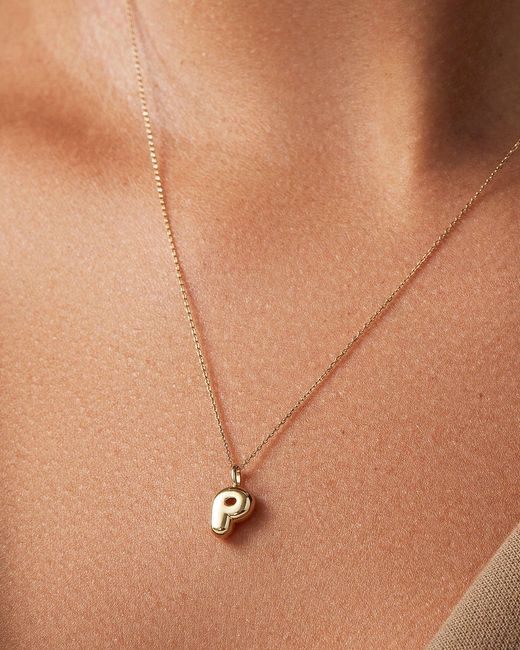 Jenny Bird Natural 14k Gold Bubble Letter Necklace - P