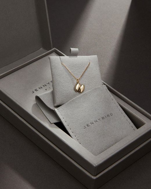 Jenny Bird White 14k Gold Bubble Letter Necklace - N