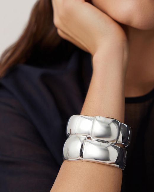 Jenny Bird White Mega Woven Square Bangle