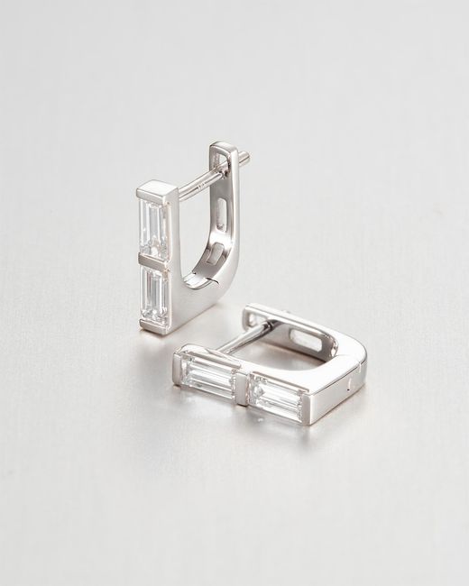 Jenny Bird Natural 10k Stacked Baguette Diamond Huggie Earrings