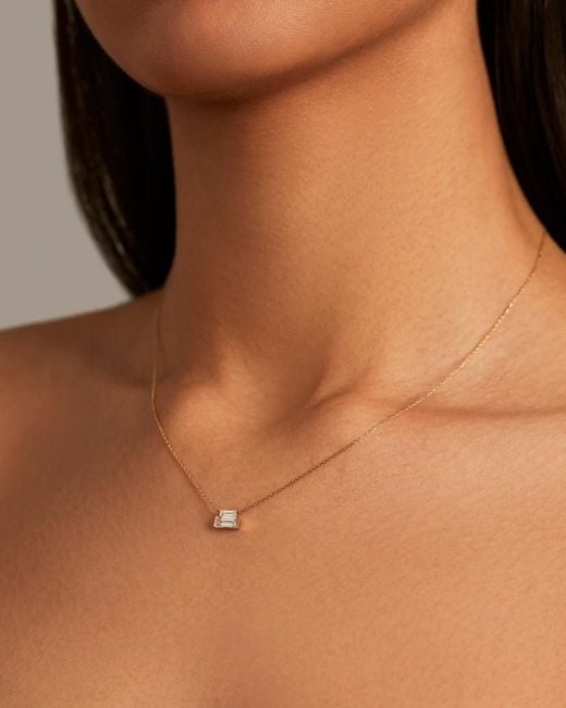 Jenny Bird Natural 14k Stacked Baguette Diamond Necklace