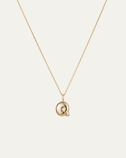 Jenny Bird White 14k Gold Bubble Letter Necklace - Q