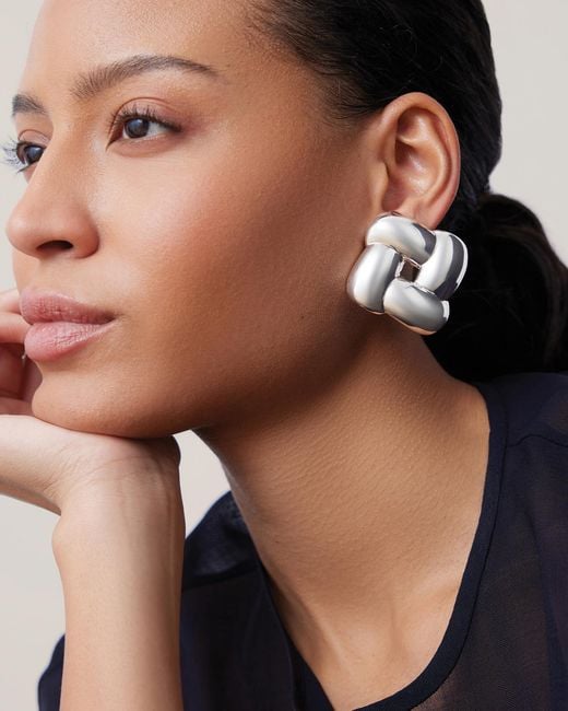 Jenny Bird Metallic Mega Woven Square Earrings